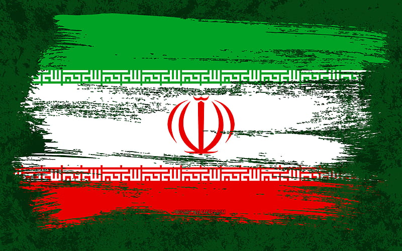 Flag of Iran, grunge flags, Asian countries, national symbols, brush stroke, Iranian flag, grunge art, Iran flag, Asia, Iran, HD wallpaper