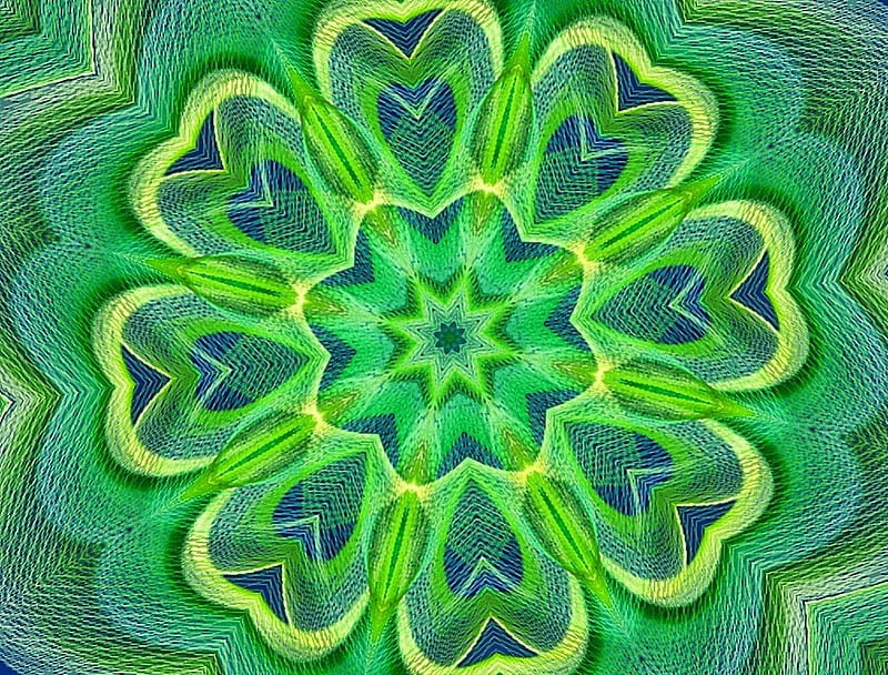 Mandala flower - , Mandala, fantasy, green, flower, yellow, blue, HD wallpaper