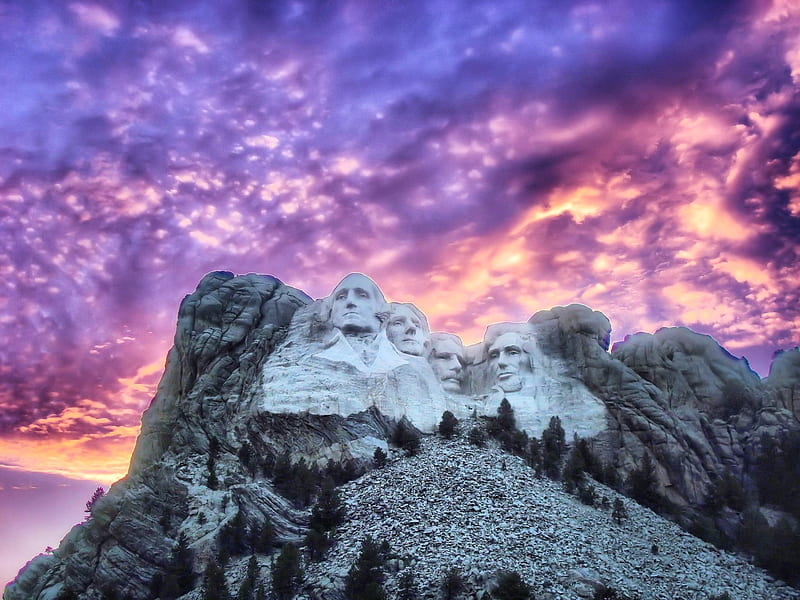 Mount Rushmore, mountains, sunset, park, presidents, graphy, bonito, color, vacation, outdoors, HD wallpaper