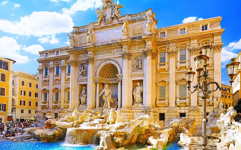Architecture, Italy, Fountain, Building, Statue, Rome, , Trevi Fountain, HD wallpaper