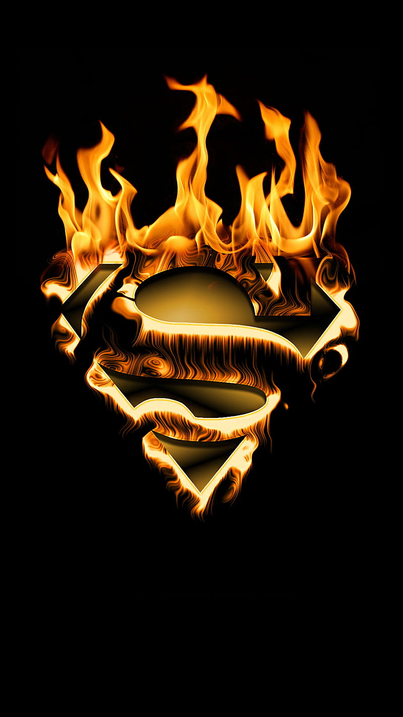 superman, fire, flame, logo, movie, suoerman, HD phone wallpaper