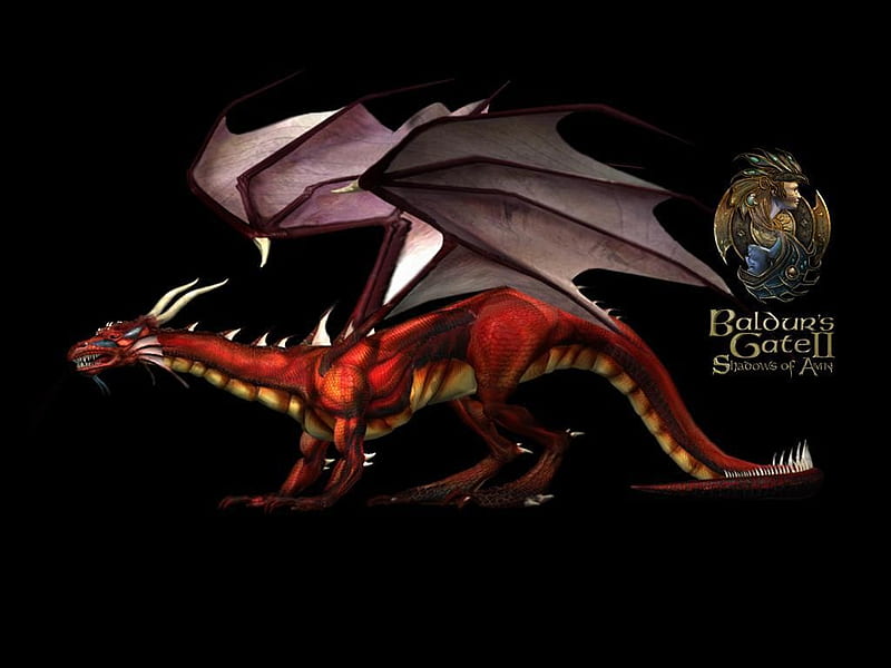 Baldurs Gate, fantasy, dark art, dark, graphics, its so cool, dragon, rpg, HD wallpaper