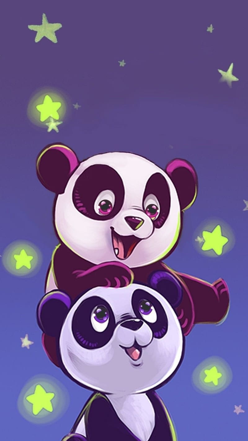 Panda Live, Stars Background, animal, bear, HD phone wallpaper