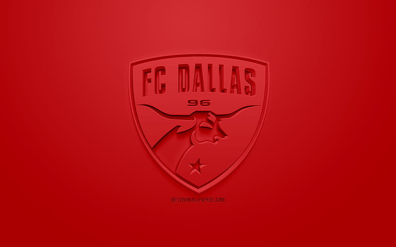 FC Dallas, creative 3D logo, red background, 3d emblem, American football club, MLS, Dallas, Texas, USA, Major League Soccer, 3d art, football, stylish 3d logo, soccer, HD wallpaper