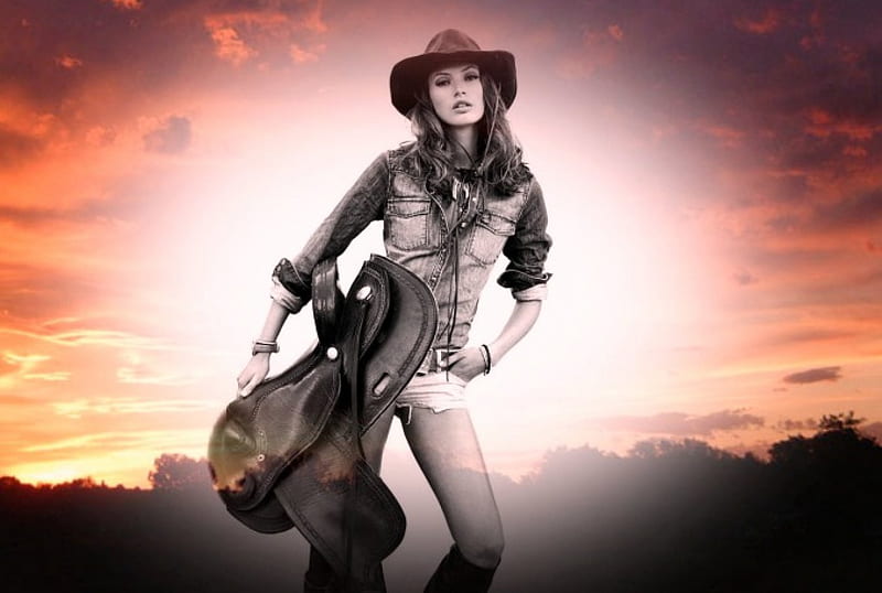 Jenny, country, cowgirl, hat, HD wallpaper