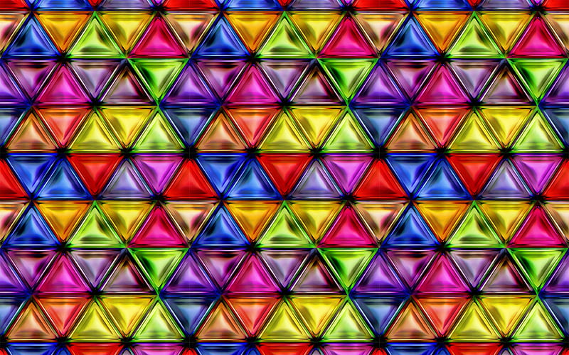 colorful mosaic artwork, mosaic texture, colorful background, abstract textures, mosaic, triangles patterns, triangles texture, geometric shapes, triangles, HD wallpaper