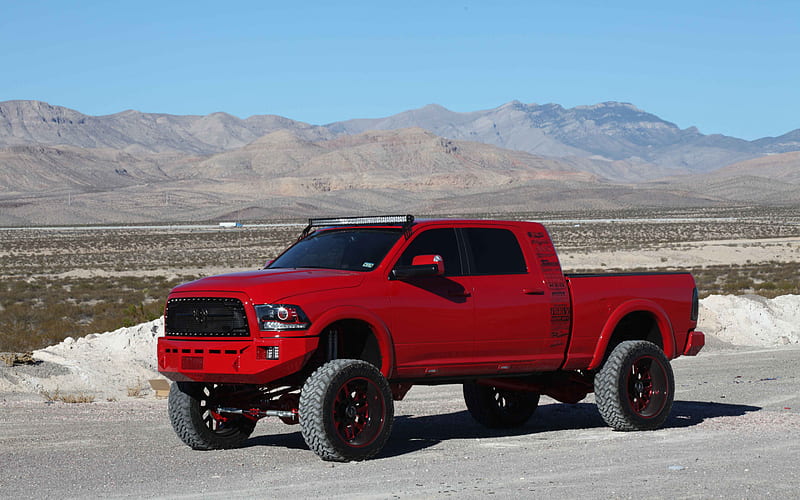 Dodge Ram 2500, front view, red pickup truck, tuning Ram 2500, american cars, Dodge, HD wallpaper