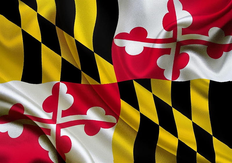 Maryland, USA, satin, texture, flag, HD wallpaper