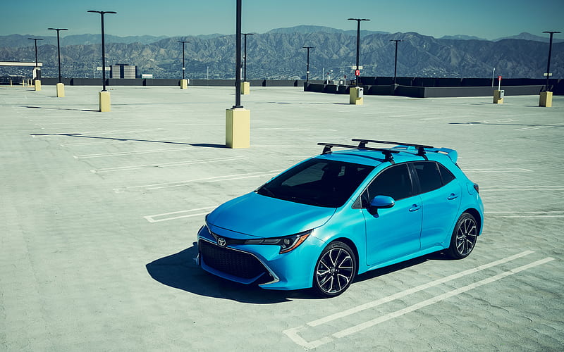 Toyota Corolla Hatchback parking, 2019 cars, new Corolla, japanese cars, blue Corolla, Toyota, HD wallpaper