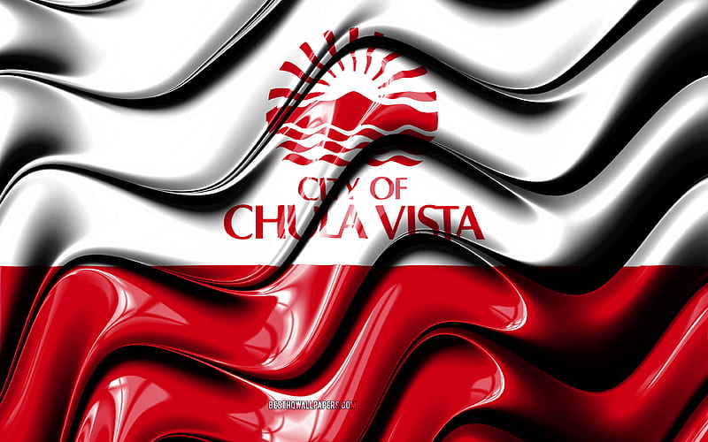Chula Vista flag United States cities, California, 3D art, Flag of Chula Vista, USA, City of Chula Vista, american cities, Chula Vista 3D flag, US cities, Chula Vista, HD wallpaper