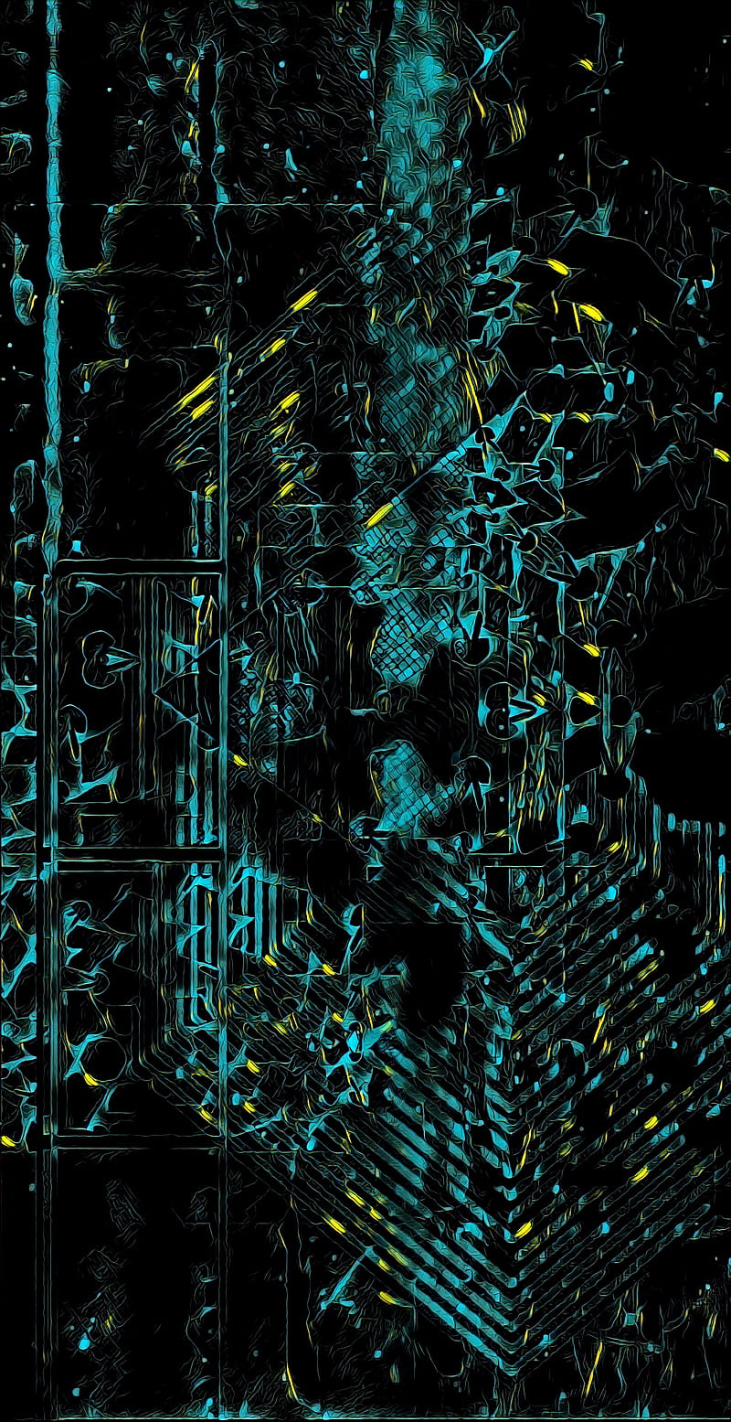 Disrupticated (110), Abstract, Cube, Imaginesium, black, dark, film, line, neon, rip, shred, tear, HD phone wallpaper