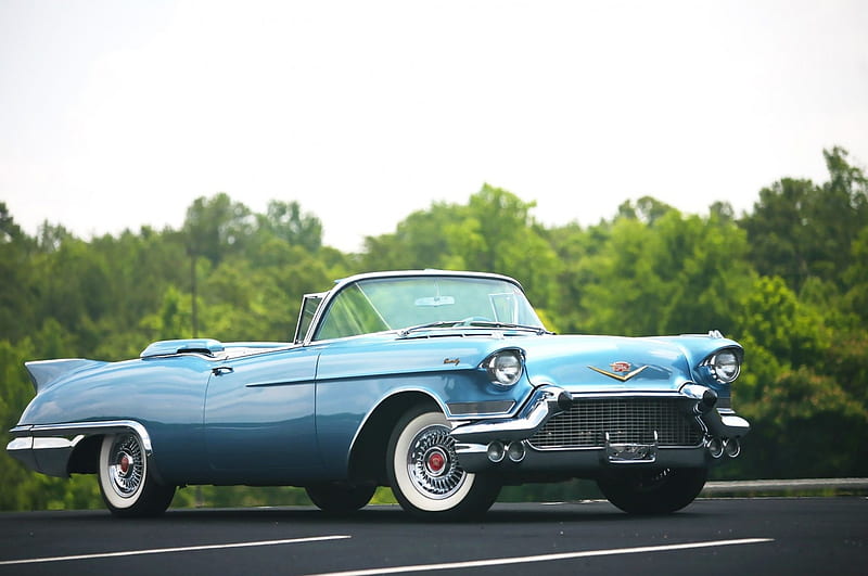 1957-Cadillac-Eldorado-Biarritz-Convertible, Classic, 1957, Whitewalls, Blue, HD wallpaper