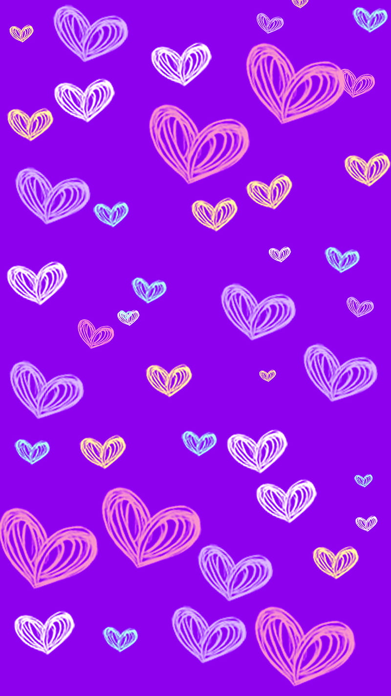 Floating Hearts, love, purple, HD phone wallpaper
