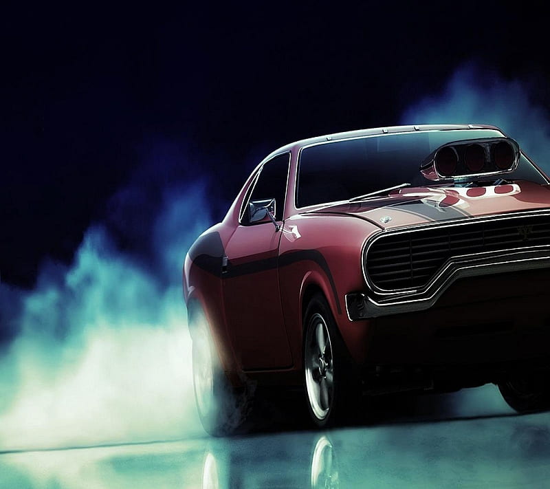 Dodge , burnout, car, hood, smoke, vehicle, HD wallpaper
