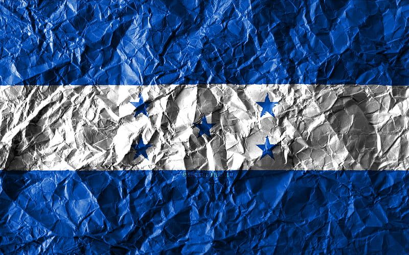 Honduras flag crumpled paper, North American countries, creative, Flag of Honduras, national symbols, North America, Honduras 3D flag, Honduras, HD wallpaper