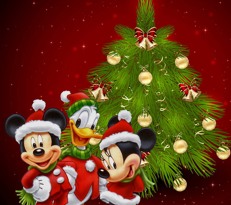 Disney Christmas, cartoon, merry, mickey, minnie, tree, HD wallpaper ...