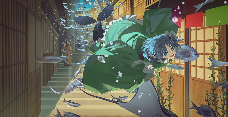 Anime, Touhou, Wakasagihime (Touhou), HD wallpaper