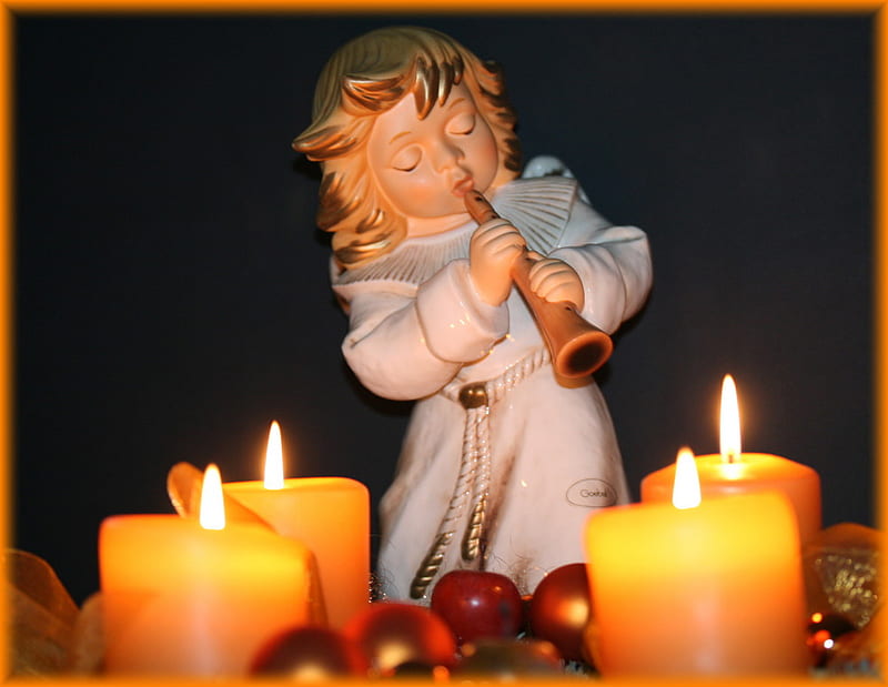 4.Advent Angel, four, burning, yellow, angel figure, bonito, advent candles, HD wallpaper
