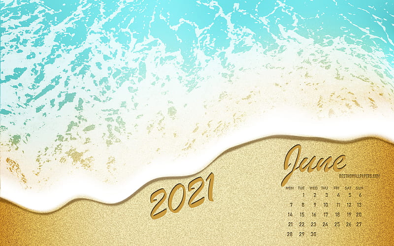4k Free Download 2021 June Calendar Sea Coast Beach 2021 Summer