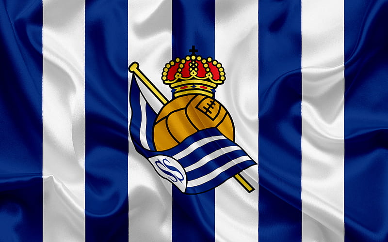 Real Sociedad, football club, emblem, Real Sociedad logo, La Liga, San Sebastian, Spain, LFP, Spanish Football Championships, HD wallpaper