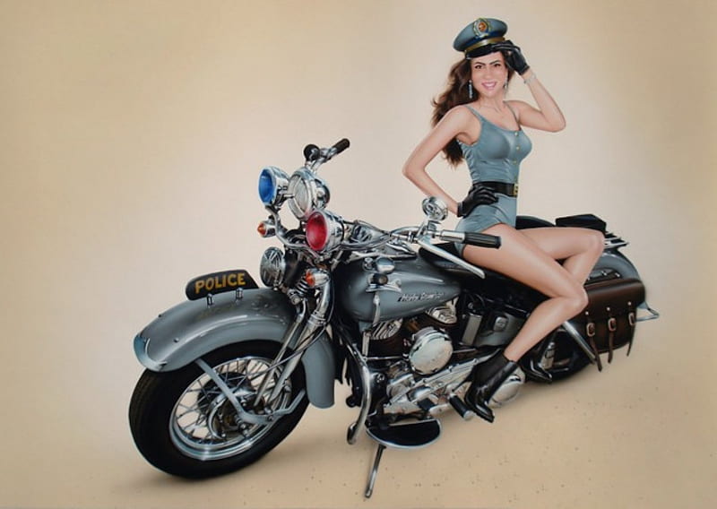 Officer Harley, davidson, motorbike, police, classic, harley, HD wallpaper