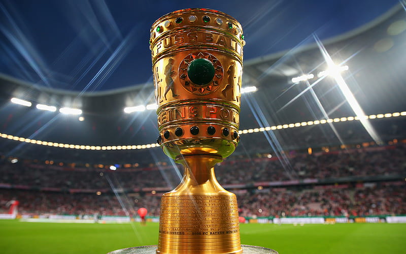 German football cup, trophy, gold cup, Bundesliga, football, stadium, German Football Union, HD wallpaper