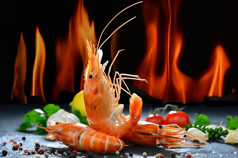 Shrimp, cook, seafood, food, HD wallpaper