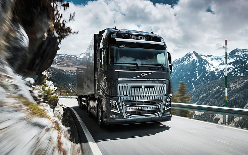 Volvo FH16, powerful truck, mountain serpentine, exterior, new truck, Volvo, HD wallpaper