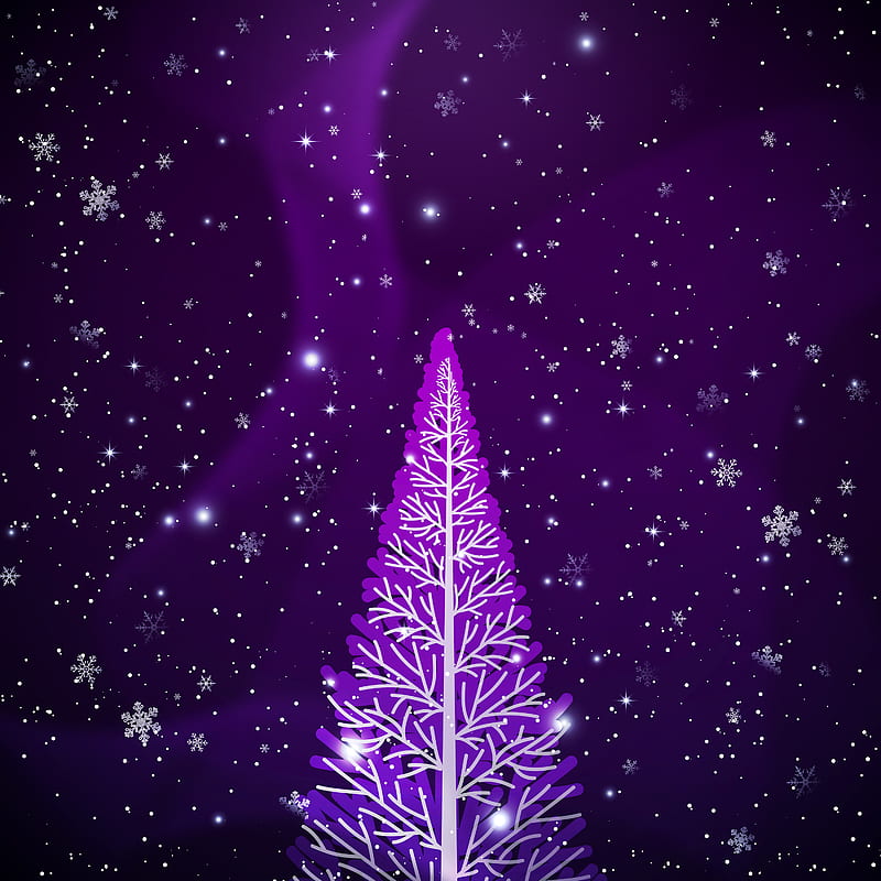 violet Christmas tree, December, Happy, Holidays, Winter, family, nature, snow, snowflake, winter nature, HD phone wallpaper