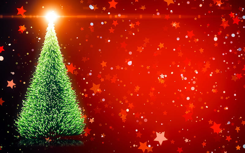 christmas tree christmas decorations, stars, Happy New Year, Merry Christmas, golden decorations, xmas tree, christmas, New Year, HD wallpaper