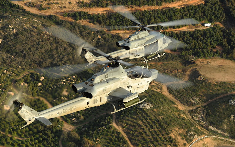 Bell AH-1 Super Cobra, Bell AH-1Z Viper attack helicopters, US Army, Bell, HD wallpaper