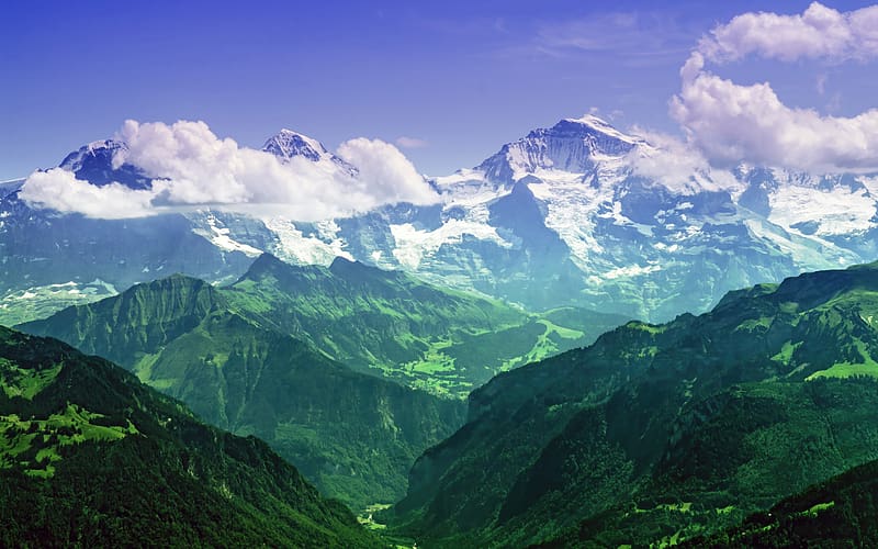 Jungfrau, alps of Switzerland, green and beautiful, HD wallpaper