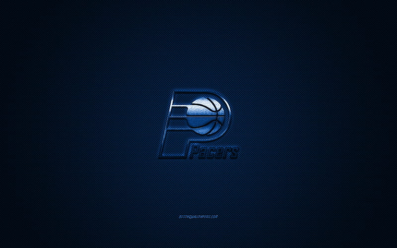 Indiana Pacers, American basketball club, NBA, blue logo, blue carbon fiber background, basketball, Indianapolis, Indiana, USA, National Basketball Association, Indiana Pacers logo, HD wallpaper