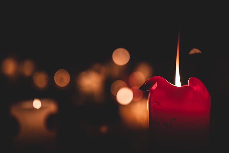 candle, flame, fire, red, blur, dark, HD wallpaper