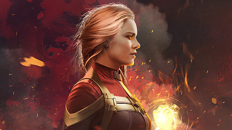 Captain Marvel The Burning Flame, captain-marvel, superheroes, artist, artwork, digital-art, artstation, HD wallpaper