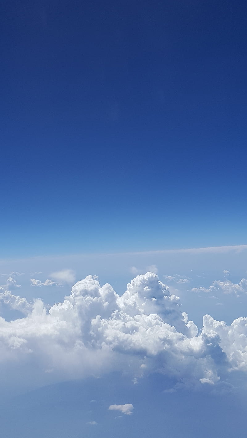 Blue skies, clouds, earth, horizon, HD phone wallpaper