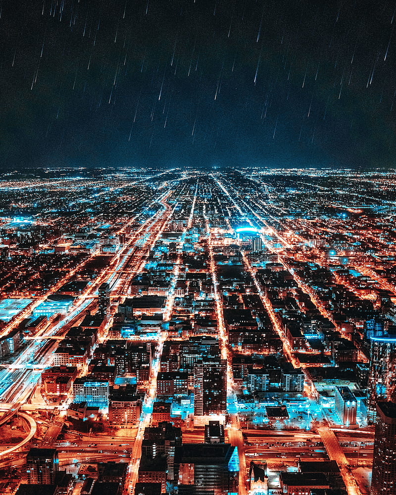city, neighborhoods, perspective, light, electricity, shining, stars, HD phone wallpaper