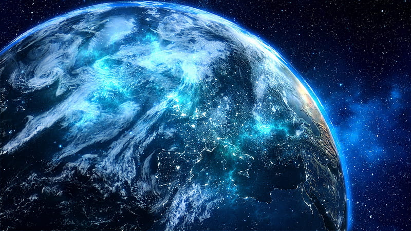 Blue Digital Planet, digital-universe, blue, planet, HD wallpaper