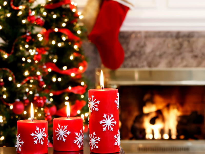 merry christmas, candle, christmas tree, gift, xmas, HD wallpaper