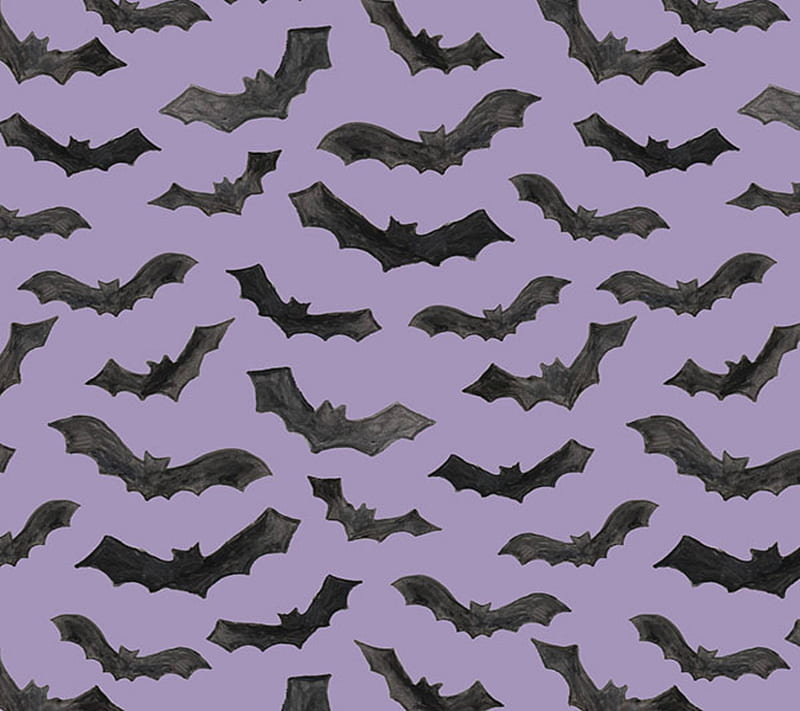 Bats, adorable, creepy, cute, kawaii, pastel, purple, HD wallpaper