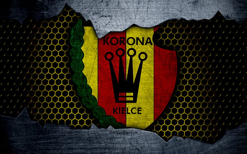 Korona logo, Ekstraklasa, soccer, football club, Poland, grunge, Korona Kielce, metal texture, Korona FC, HD wallpaper