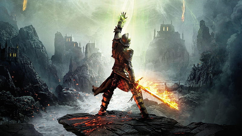 Dragon Age Inquisition , Fantasy, Sword, Fire, Warrior, HD wallpaper