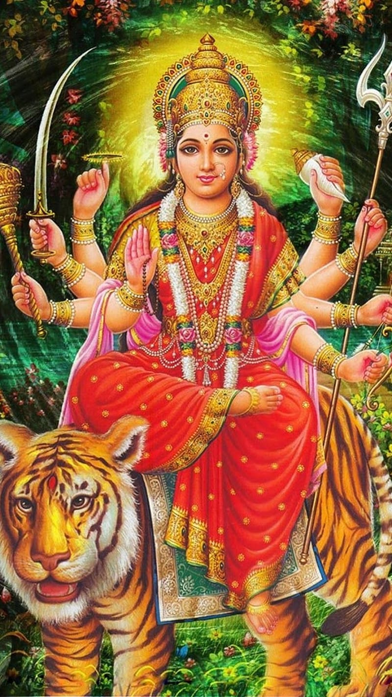 Durga Devi Jai Mata Di, durga devi, jai mata di, sherawali, HD phone wallpaper