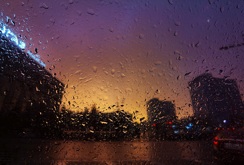 drops, glass, blurred, rain, gradient, HD wallpaper