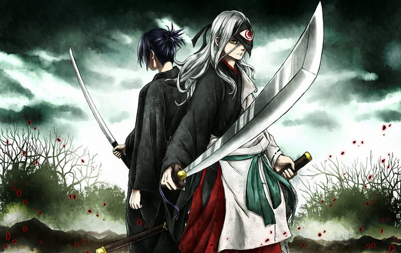 Noragami, male, warrior, samurai, anime, yato, long hair, sword, HD wallpaper