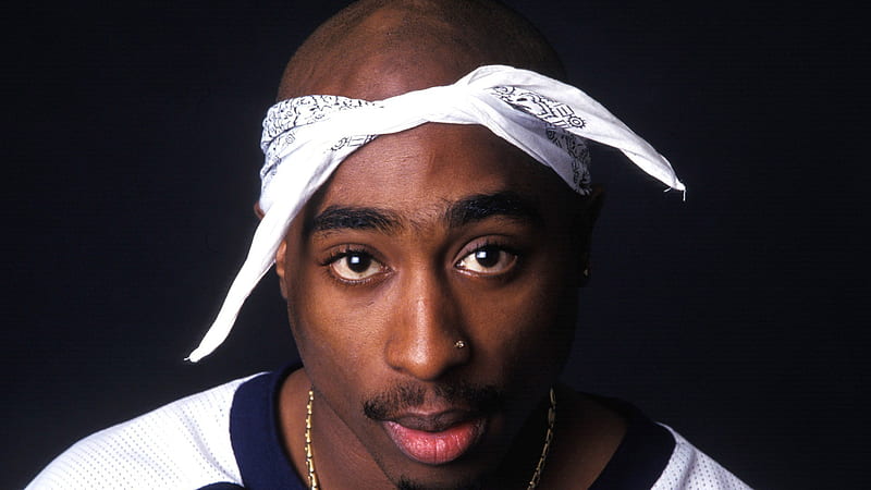 2Pac Tupac Shakur Is Wearing White T-shirt Having Nose Pin In Blue Background Music, HD wallpaper