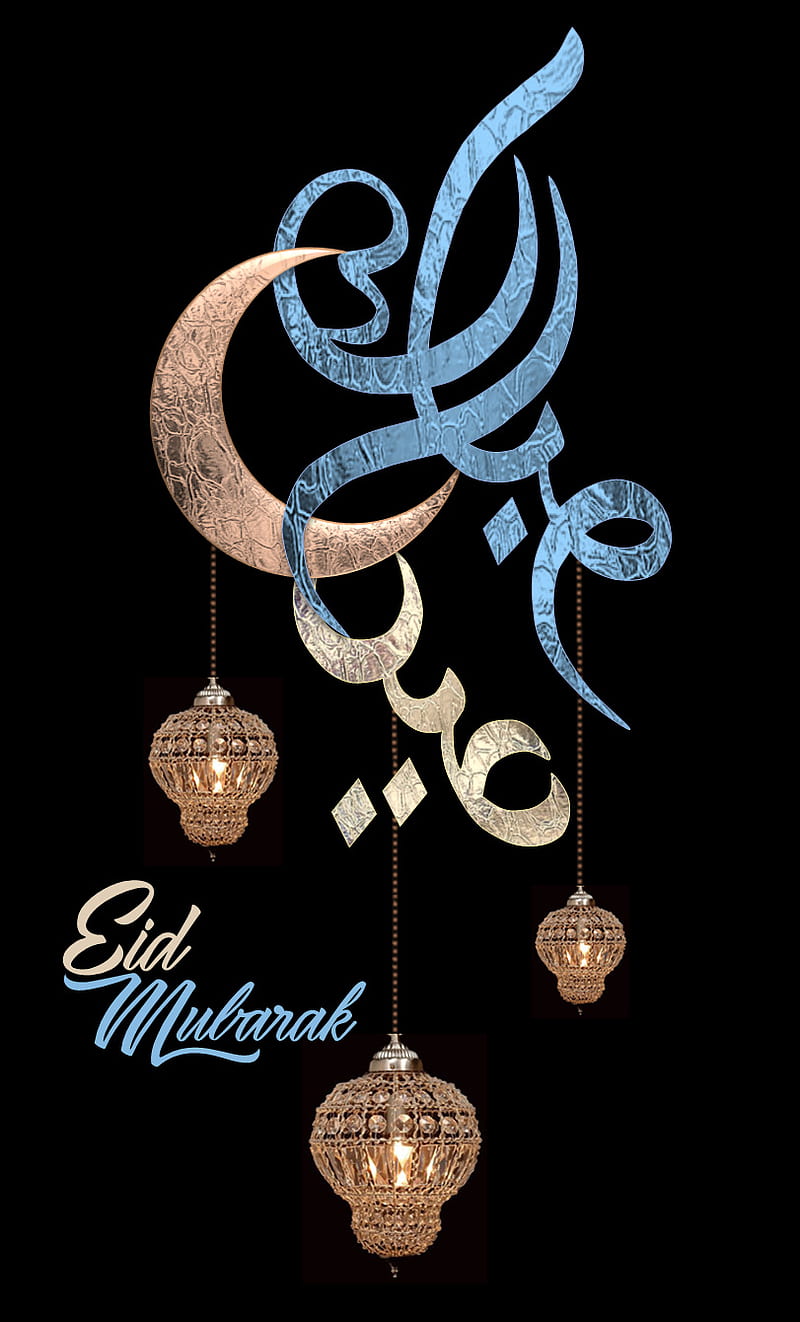 Eid Mubarak, amoled, greetings, happy, islamic, wish, HD phone wallpaper
