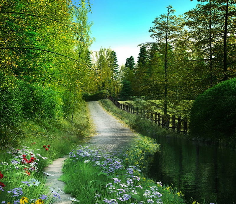 Premium AI Image | Beautiful landscape wallpaper HD 8K background Wallpaper  Stock Photographic image