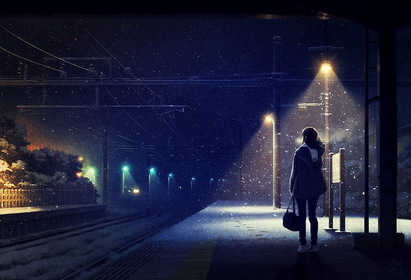 Anime a Cold Transit, public transit, winter, HD wallpaper