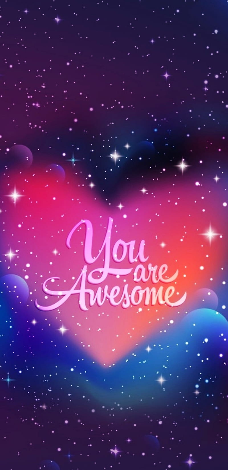 You Are Awesome, galaxy, heart, pink, quote, sayings, HD phone wallpaper